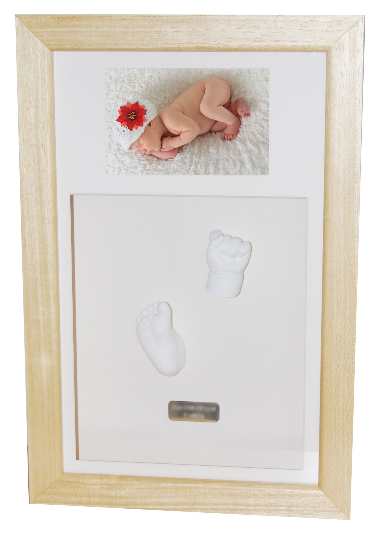 XL Photo with hand casts - gold finish - natural waxed frame