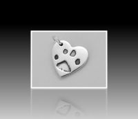 large paw print pendant: traditional heart